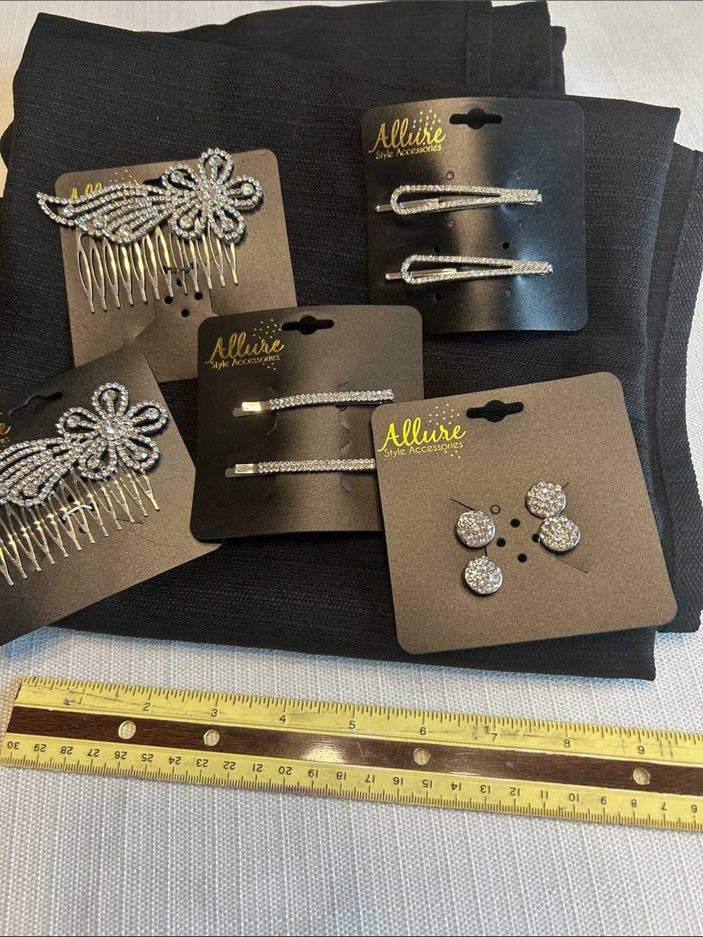 Allure Crystal Rhinestone Hair Accessory Set - Silver